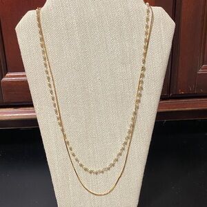 Medici vintage two strand pearl and gold chain necklace